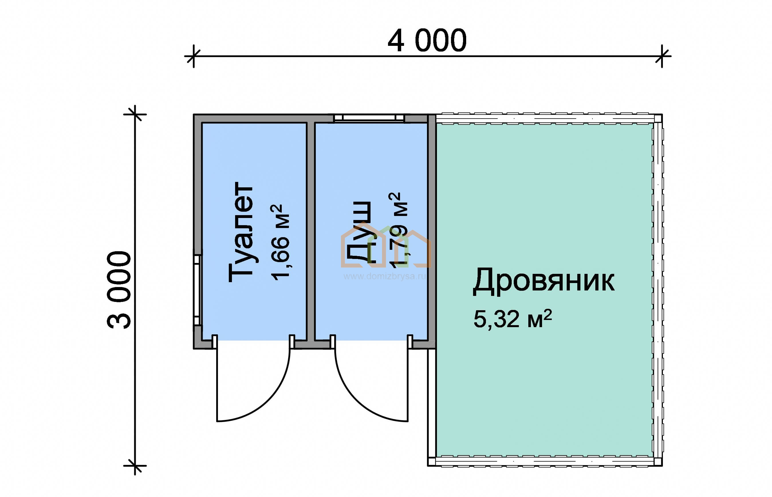 Угловой хозблок с туалетом, душем и дровником 3x4 (12 м²), цена 189500 руб.  под ключ в Великом Новгороде