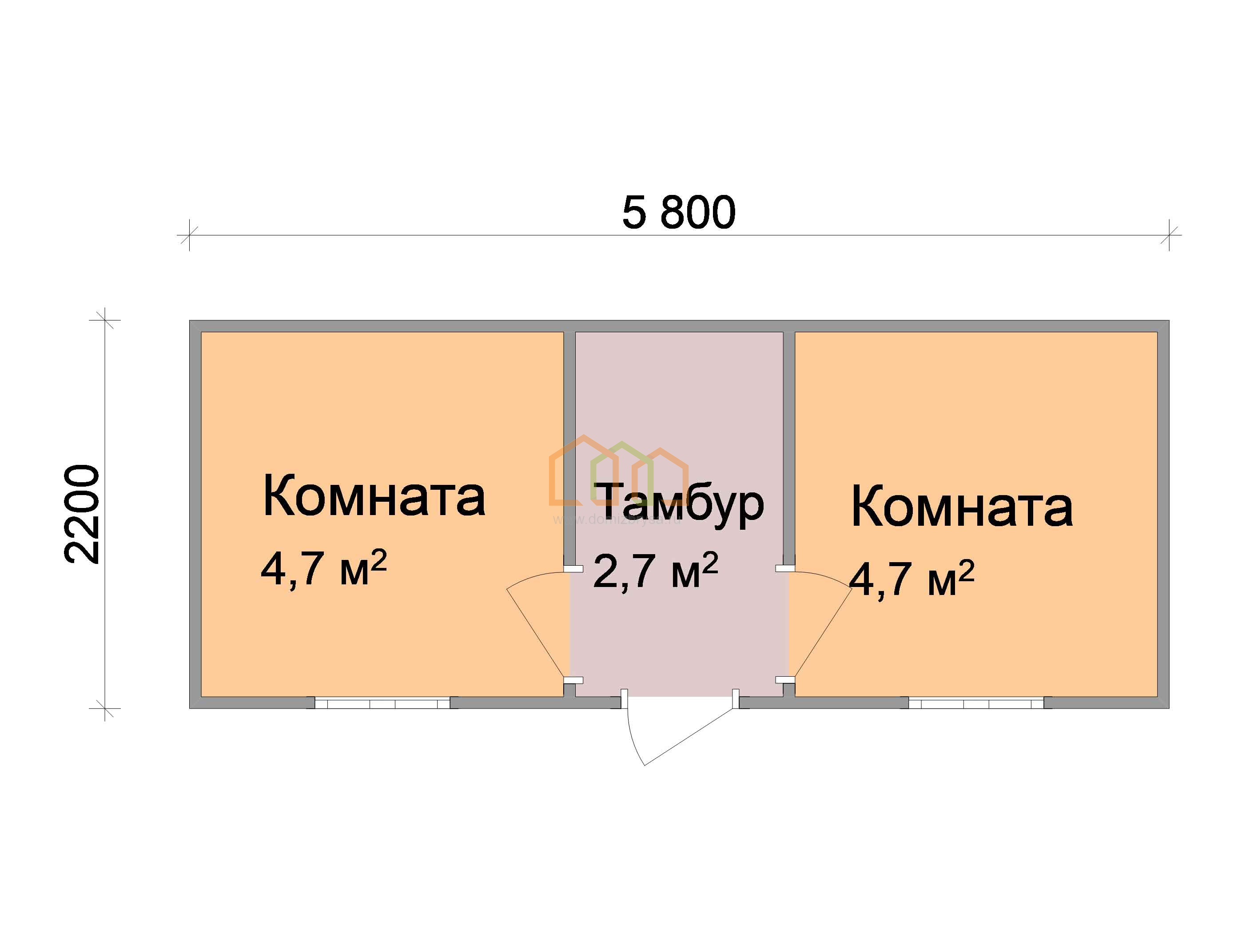 Дачная бытовка 2-х комнатная Лилия - 1 5.8x2.2 Площадь: 12.76 м² в готовом  виде под ключ в Великом Новгороде и области